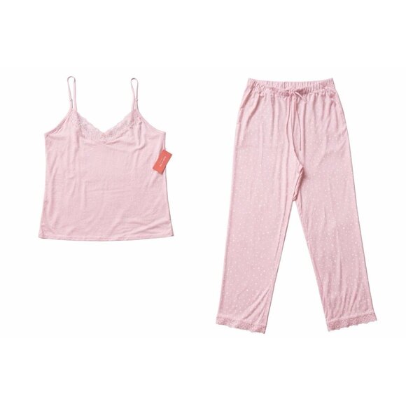 State of Day 2pc Pajama Set Pink Polka Dot Cami & Pants Women’s  NWT - Picture 2 of 6
